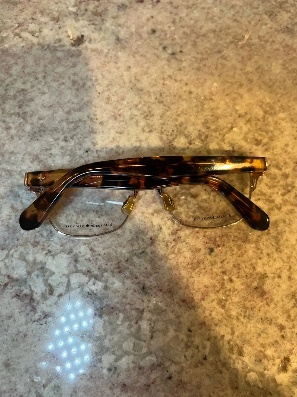 kate spade Gold Glitter Cat-Eye Glasses with Tortoiseshell Temples